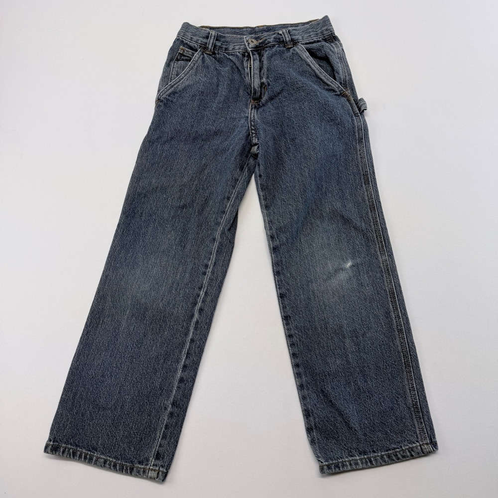 Faded Glory Boys Blue Denim Carpenter Jeans Size 10R Hammer Loop Utility Pants